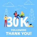 Thank you 30000 followers numbers postcard. Royalty Free Stock Photo